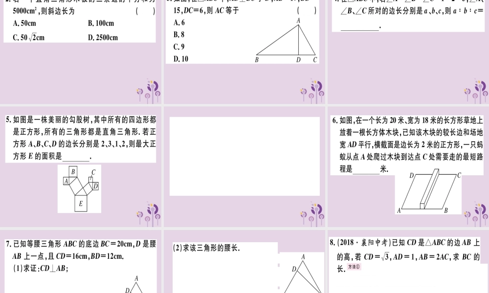 八年级数学下册 第十七章(勾股定理)章节复习习题课件 (新版)新人教版 课件