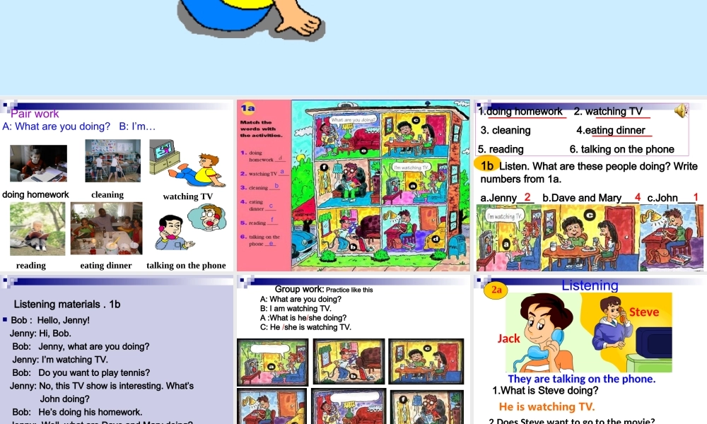 中学七年级英语unit5(I m watching TV)课件