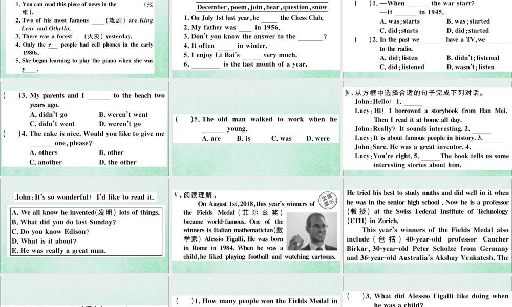 七年级英语下册 Module 9 Life history Unit 3 Language in use习题课件 (新版)外研版 课件