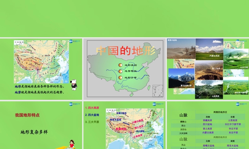 八年级地理上册 第2章 第1节(地形和地势)课件 (新版)新人教版 课件