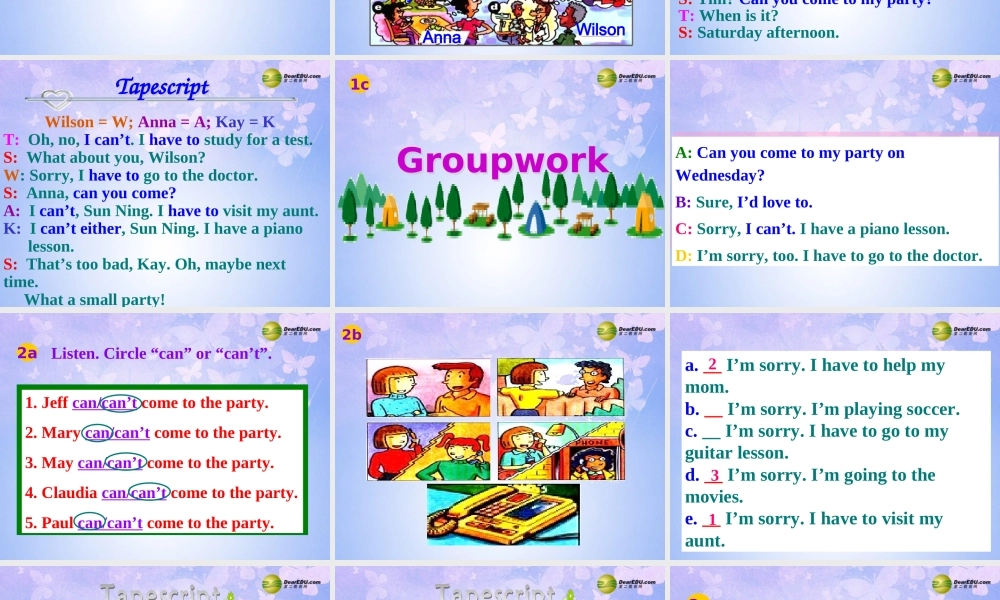 八年级英语上册(Unit 5 Can you come to my party Section A-P1)课件 人教新目标版 课件