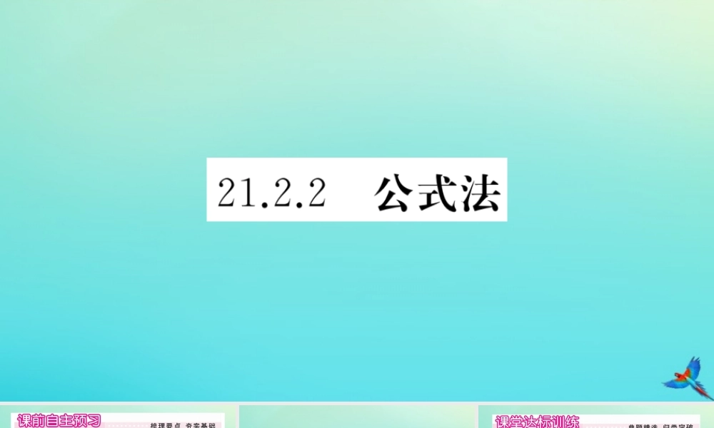 九年级数学上册 第21章 一元二次方程 2122 公式法作业课件 (新版)新人教版 课件