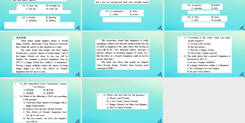 九年级英语全册 Unit 11 Sad movies make me cry(第2课时)习题课件 (新版)人教新目标版 课件