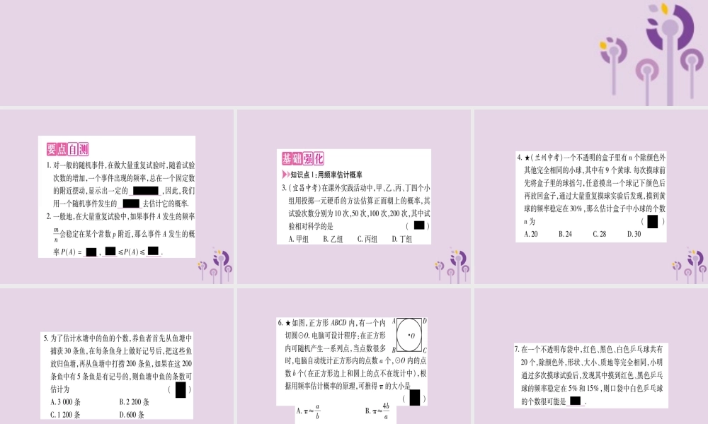 九年级数学上册 第二十五章 概率初步 253 用频率估计概率作业课件 (新版)新人教版 课件