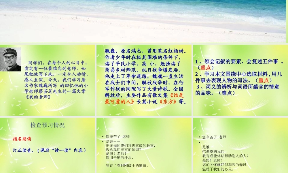 中学七年级语文下册 3 我的老师课件 (新版)苏教版 课件