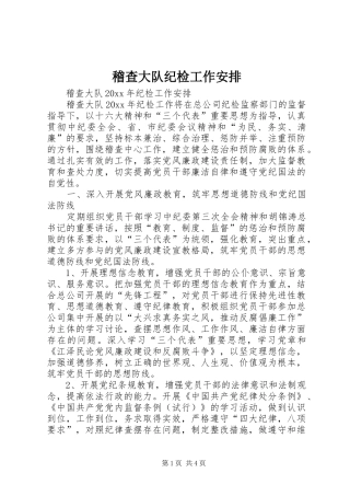 稽查大队纪检工作安排