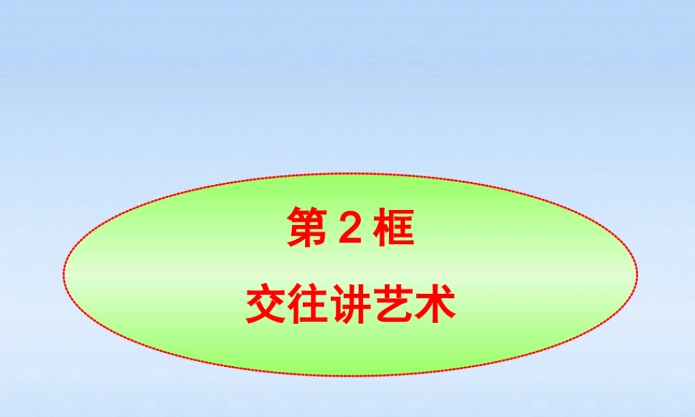 八年级政治上册 第4课第2框交往讲艺术课件 山东人民版 课件