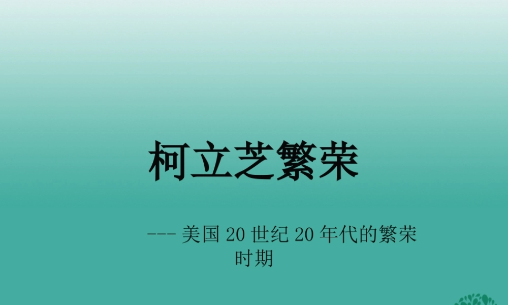 九年级历史下册 第4课(经济大危机)柯立芝繁荣政课件 新人教版 0106314