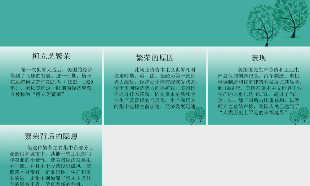 九年级历史下册 第4课(经济大危机)柯立芝繁荣政课件 新人教版 0106314