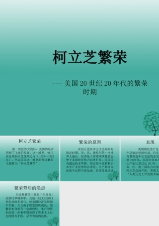 九年级历史下册 第4课(经济大危机)柯立芝繁荣政课件 新人教版 0106314