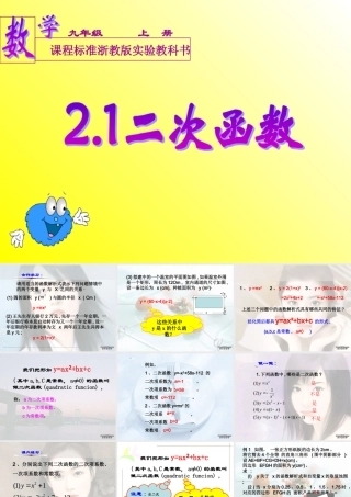 九年级数学二次函数 新课标 浙教版 课件