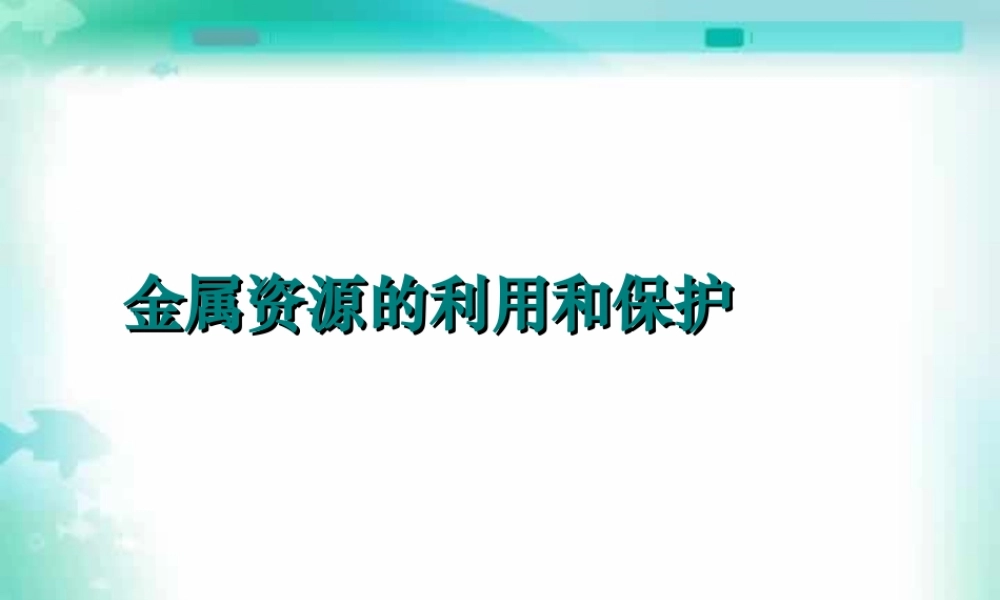 新课标初三化学金属资源的利用和保护 课件