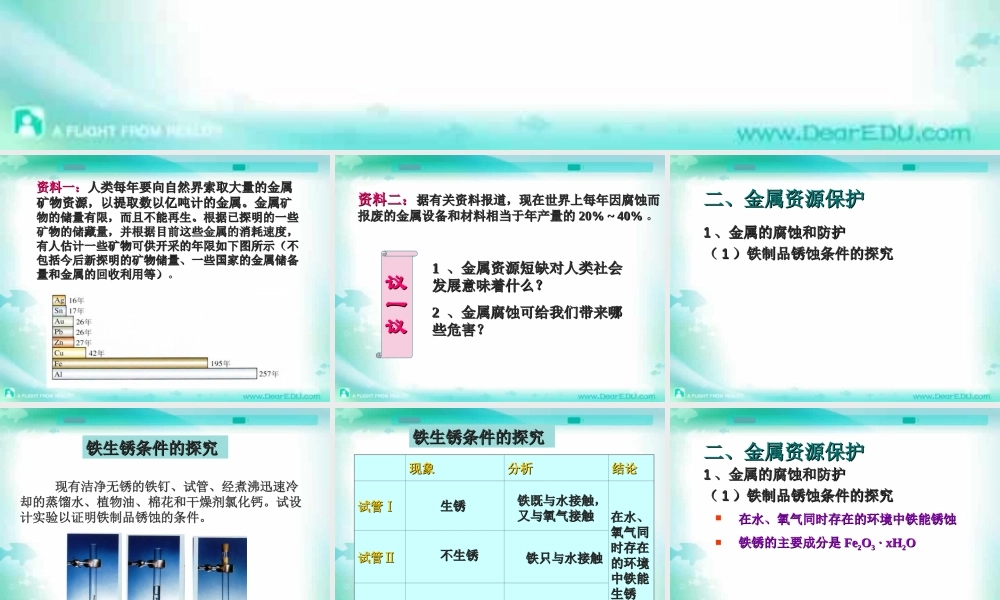 新课标初三化学金属资源的利用和保护 课件