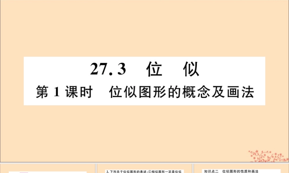 九年级数学下册 第27章 相似 273 位似 第1课时 位似图形的概念及画法习题讲评课件 (新版)新人教版 课件