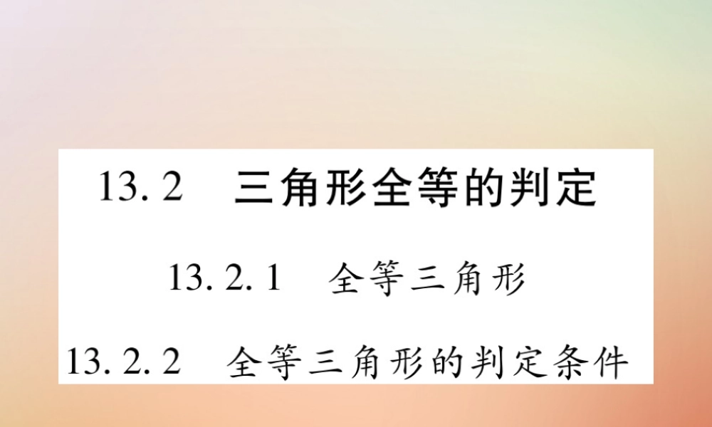 八年级数学上册 第13章 全等三角形 13.2 三角形全等的判定 13.2.1 全等三角形 13.2.2 全等三角形的判定条件课时检测课件 (新版)华东师大版 课件