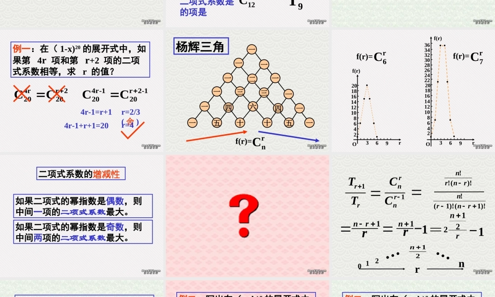 二项式系数 高二数学加法与乘法原理二项式定理课件集合一 人教版 高二数学加法与乘法原理二项式定理课件集合一 人教版