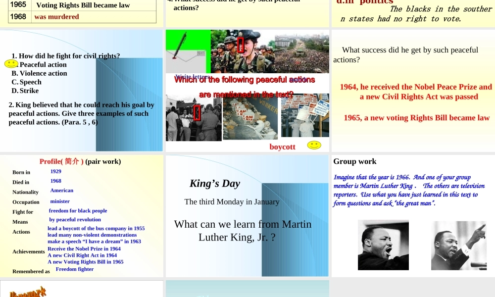 人教版高二英语下学期Uint14 Freedom Fighters 课件