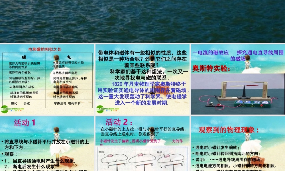 八年级物理下册 第九章 电与磁第三节 电生磁课件 人教新课标版 课件