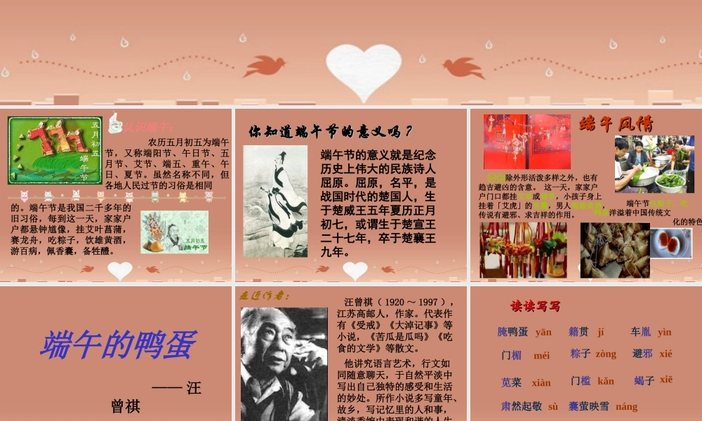 中学八年级语文下册 17(端午的鸭蛋)课件 新人教版 课件