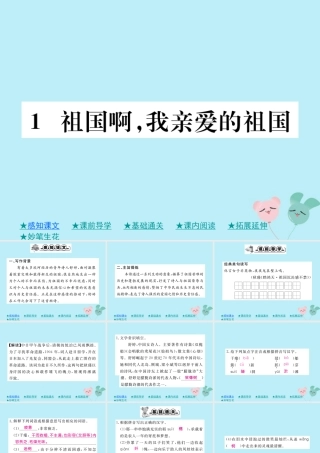 九年级语文下册 第一单元 1(祖国啊，我亲爱的祖国)巩固练习课件 新人教版 课件