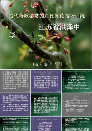 古代诗歌鉴赏的对比阅读技巧训练 人教版 课件