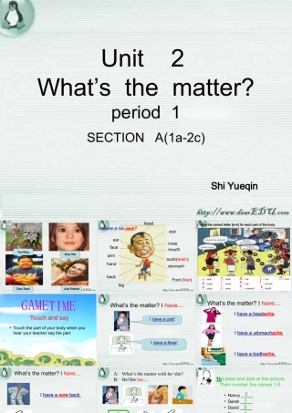 八年级英语Unit2 What's the matter课件 浙教版 课件