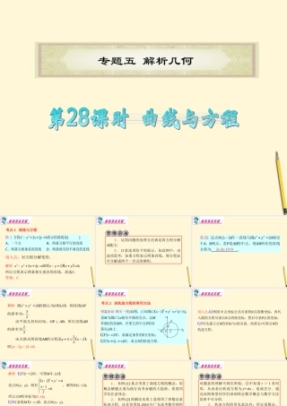 广东省高考数学二轮专题复习 专题5  第28课时  曲线与方程课件 理 新人教版 课件