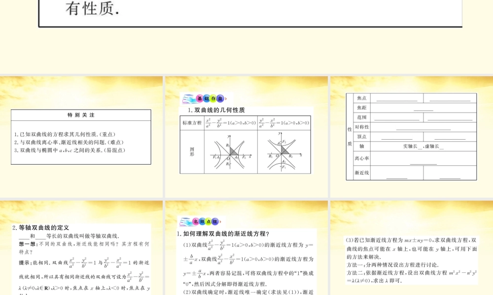 数学 2.3.2.1 双曲线的几何性质课件 苏教版选修1-1  课件