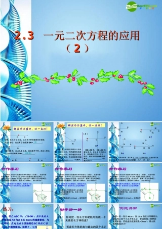 八年级数学下册 2.3一元二次方程的应用(二)课件 浙教版 课件