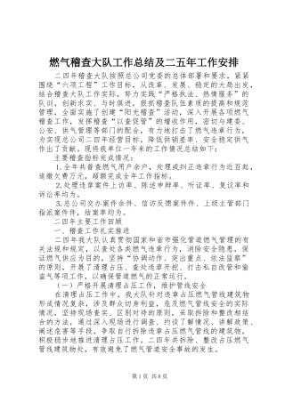 燃气稽查大队工作总结及二五年工作安排