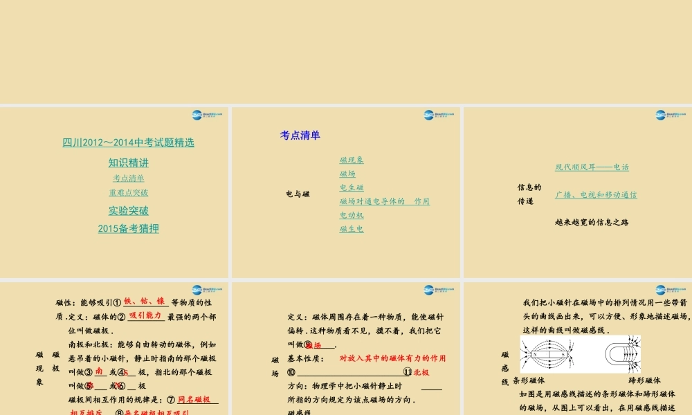 九年级物理全册 第十七讲 电与磁 信息的传递课件 (新版)新人教版 课件