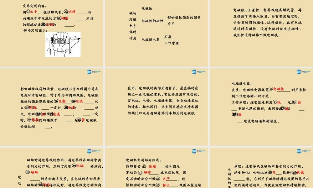 九年级物理全册 第十七讲 电与磁 信息的传递课件 (新版)新人教版 课件
