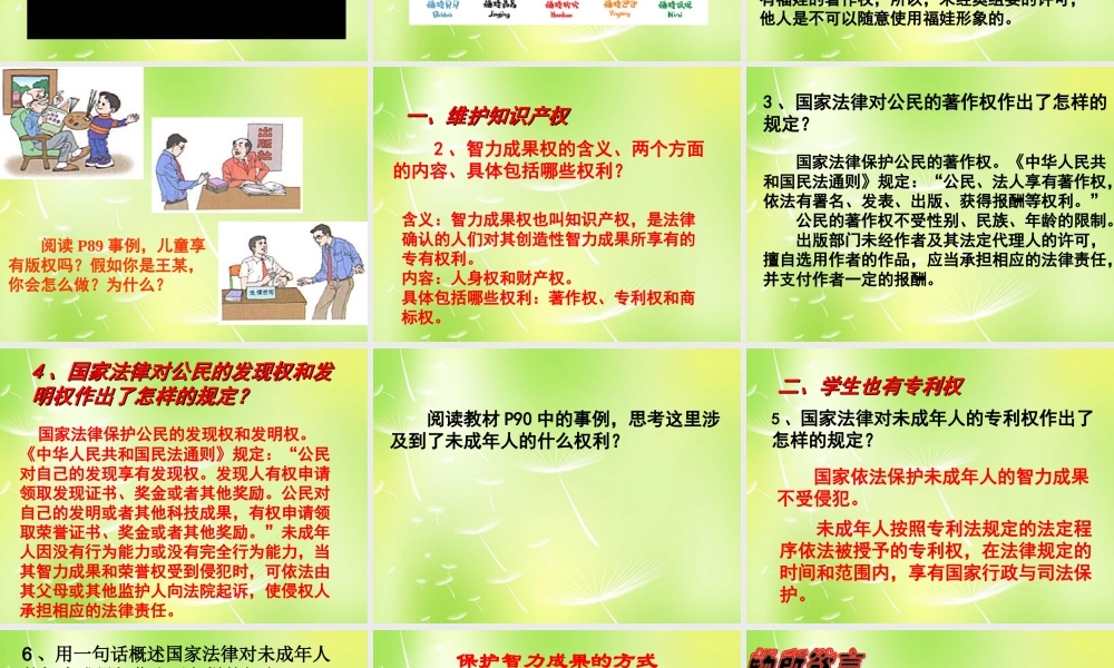 九年级政治全册 72 保护智力成果课件 苏教版 课件