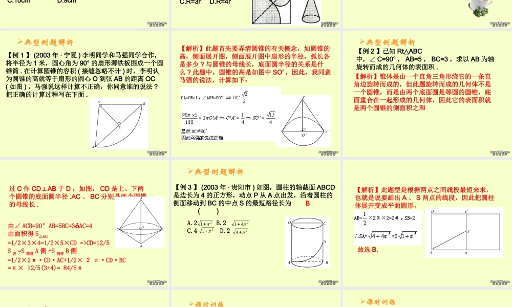 圆柱与圆锥中考数学复习课件 华东师大版 课件