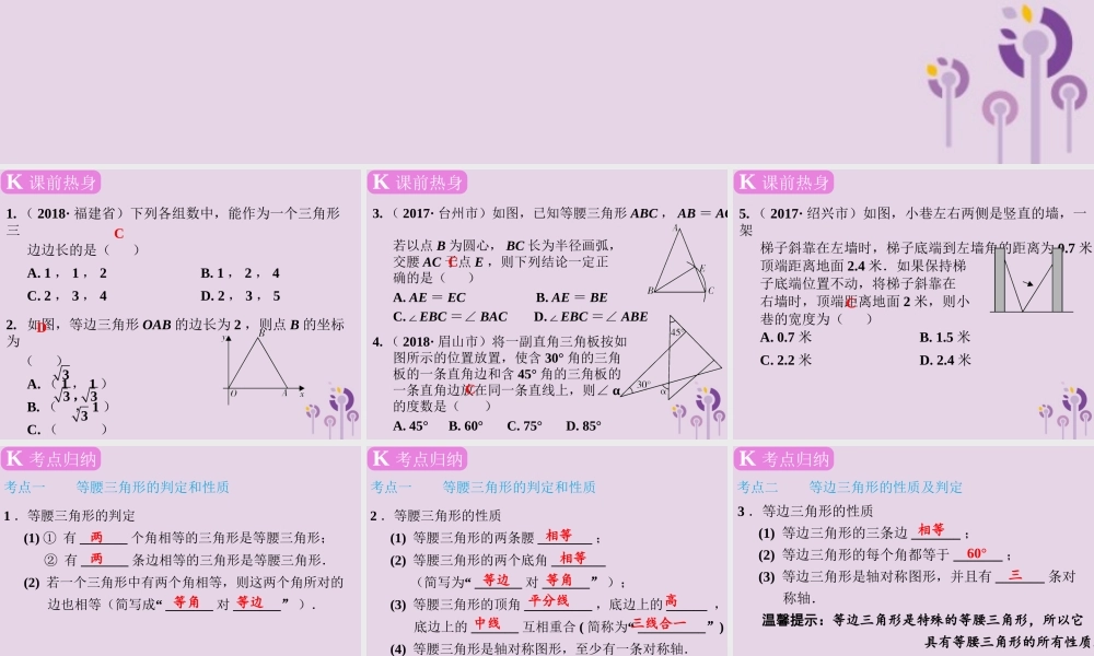 春中考数学复习 第4章 三角形 第17课时 特殊三角形课件