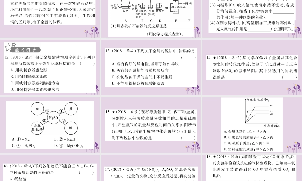 中考化学复习 第一部分 基础知识 第一单元 常见的物质 第5讲 金属(精练)课件