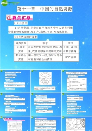 中考地理(会考)一轮复习专题课件 第11章 中国的自然资源 人教新课标版 课件