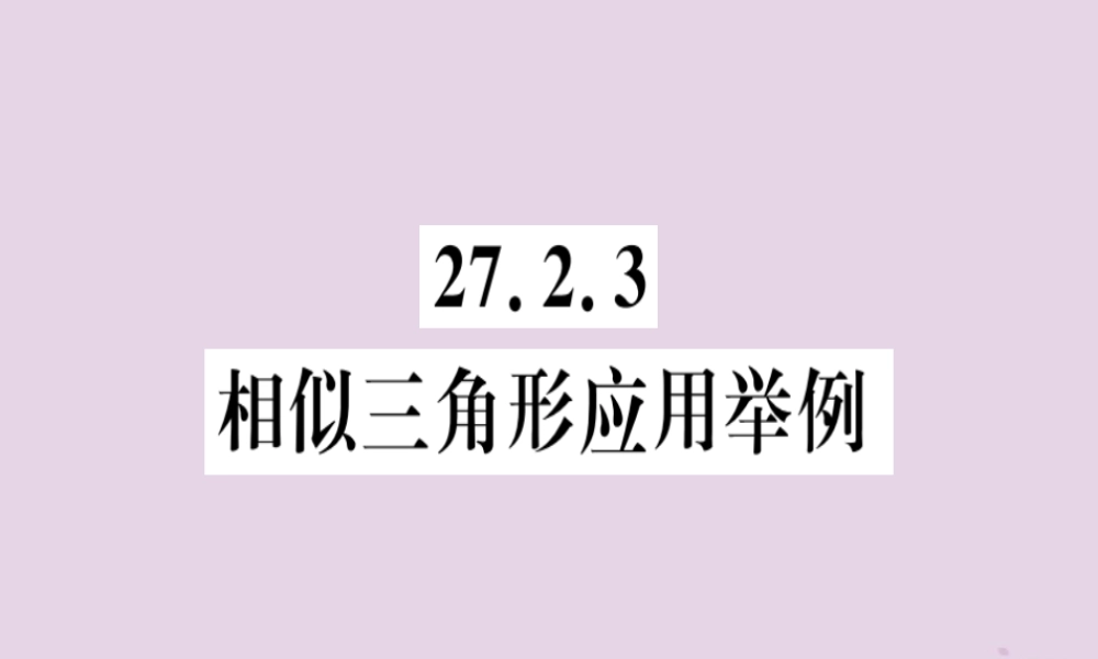 九年级数学下册 第二十七章 相似 272 相似三角形 2723 相似三角形应用举例习题讲评课件 (新版)新人教版 课件