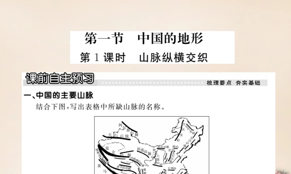 八年级地理上册 第二章 第一节 中国的地形(第1课时 山脉纵横交织)课件 (新版)湘教版 课件
