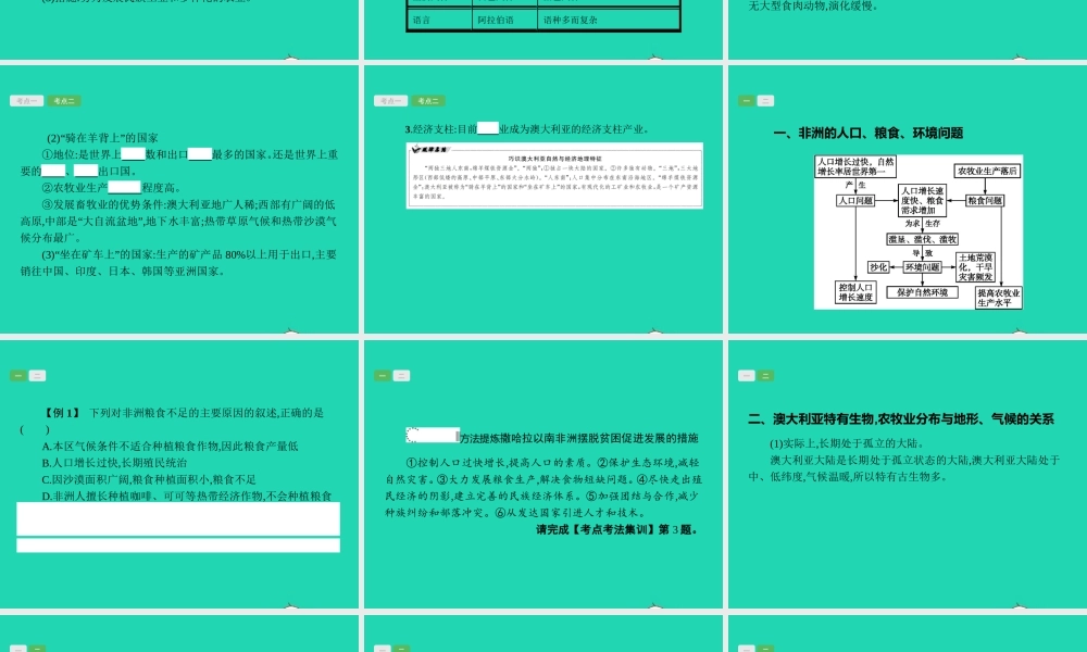 中考地理 第一编 基础篇 第二部分 世界地理下第10课时 撒哈拉以南非洲 澳大利亚课件