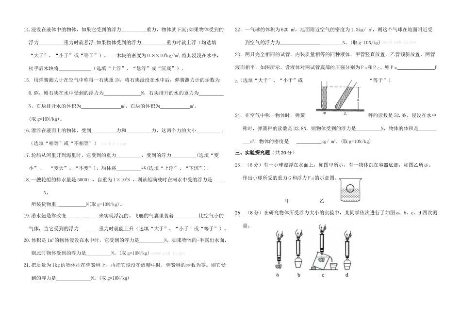 2013八年级物理5月月考试卷_第2页