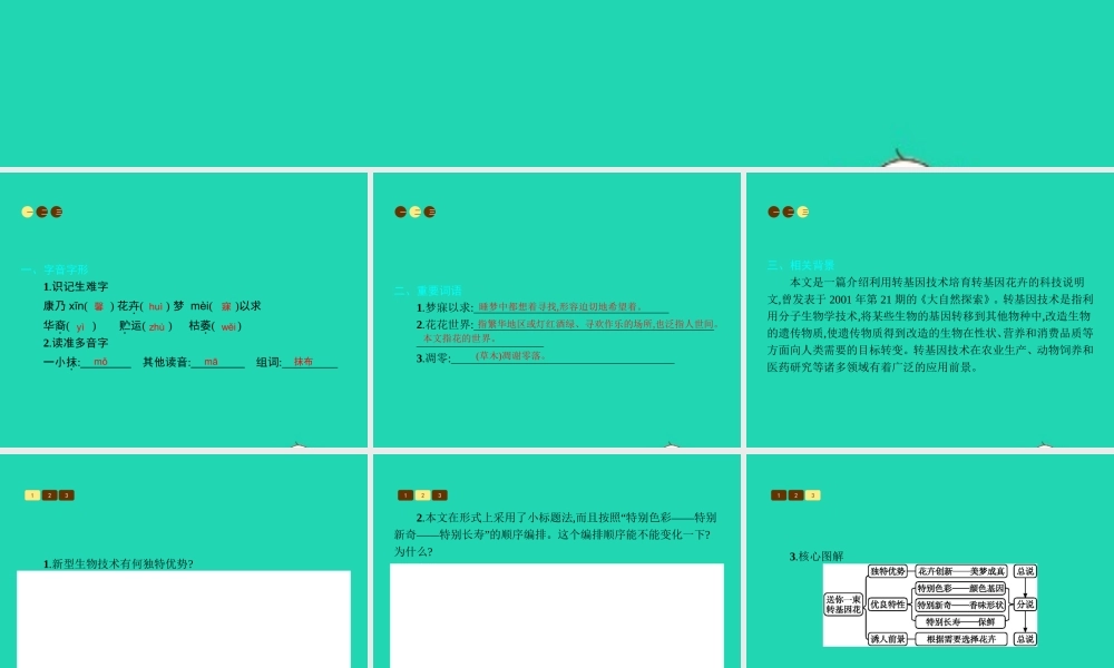 八年级语文上册 第六单元 二十九 送你一束转基因花课件 苏教版 课件