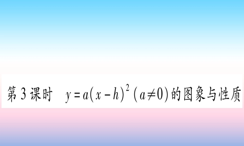 九年级数学下册 第1章 二次函数 12 二次函数的图象与性质 第3课时 ya(x h)2(a≠0)的图象与性质作业课件 (新版)湘教版 课件