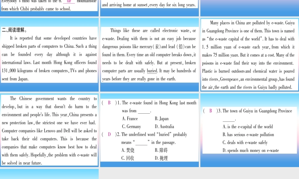 九年级英语全册 Unit 13 We re trying to save the earth Section A课后作业课堂导练课件(含中考真题)(新版)人教新目标版 课件