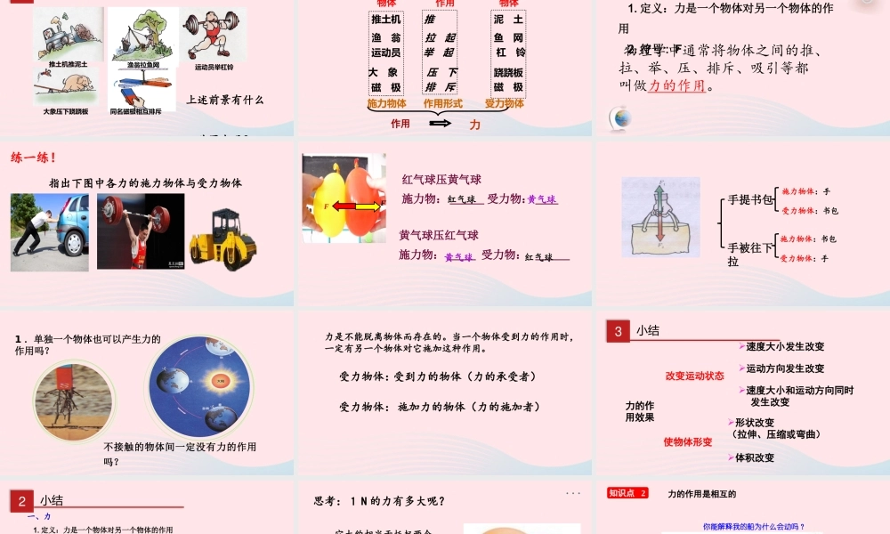 八年级物理下册 6.1 怎样认识力课件 (新版)粤教沪版 课件