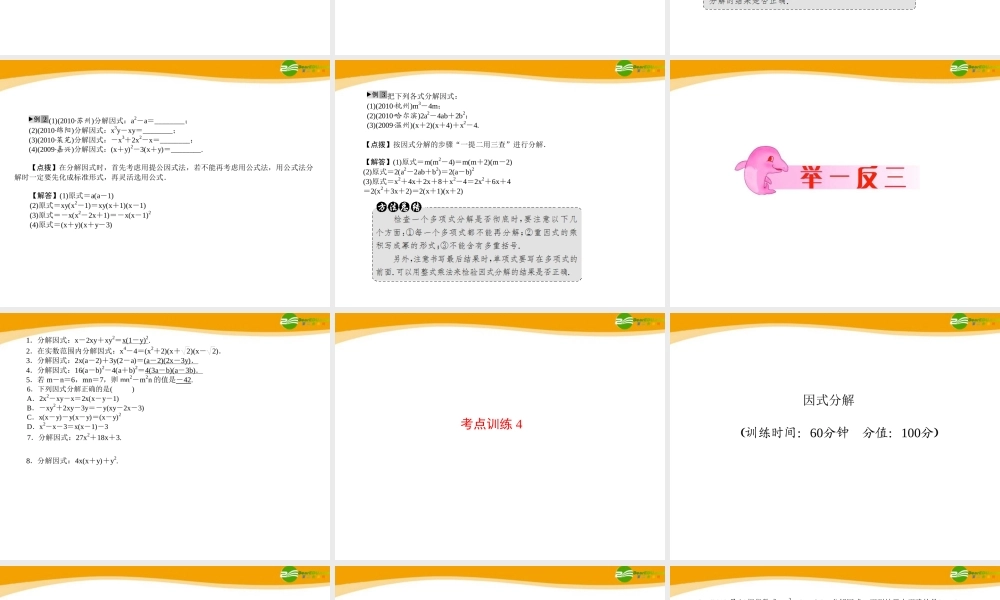 中考数学专题复习 第4讲 因式分解课件