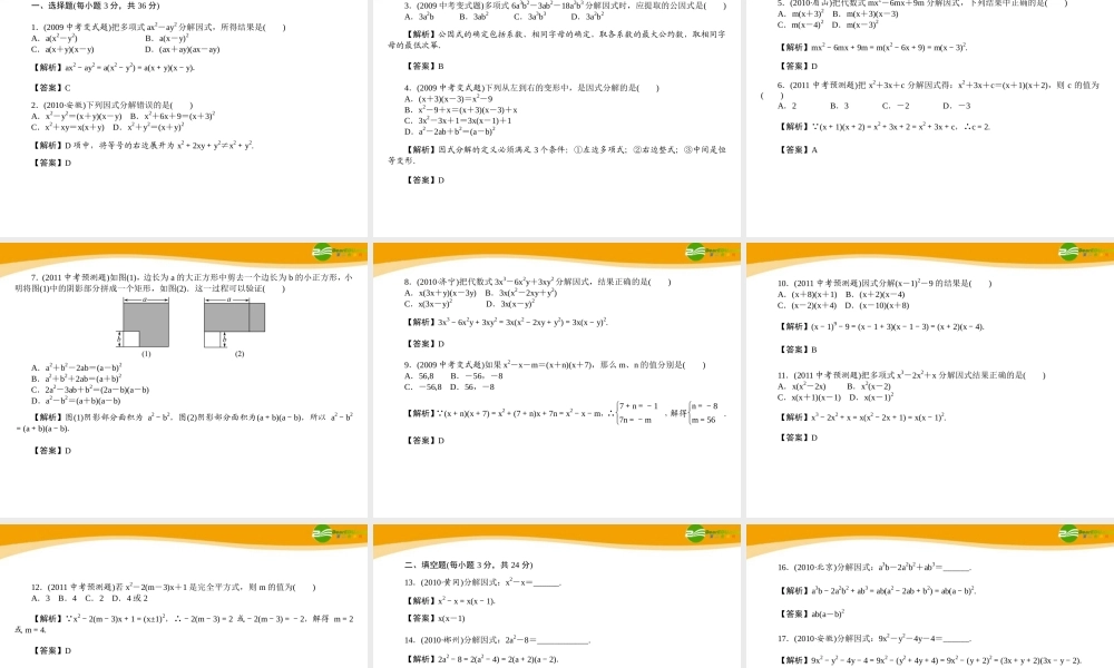 中考数学专题复习 第4讲 因式分解课件