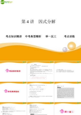中考数学专题复习 第4讲 因式分解课件