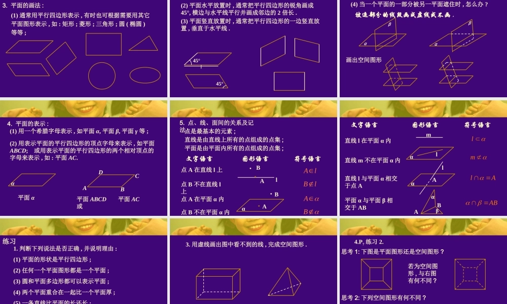 平面1 高二数学下学期直线与平面课件(含ppt,flash) 高二数学下学期直线与平面课件(含ppt,flash)
