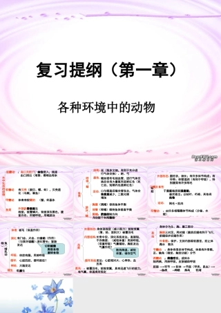 各种环境中的动物八年级生物上册第五单元第一章复习提纲 课件